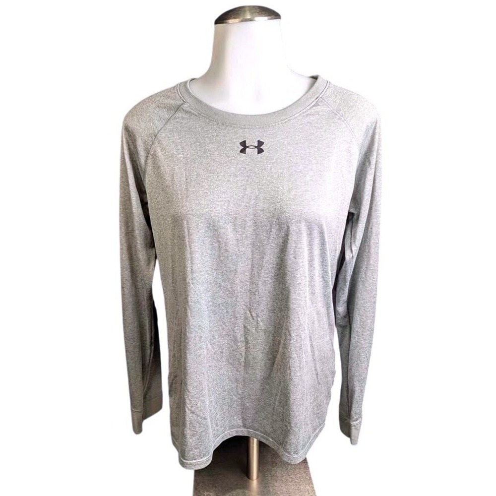 Under Armour ~ Long Sleeve Shirt Mens Medium Gray HeatGear Loose Fit Raglan Crew